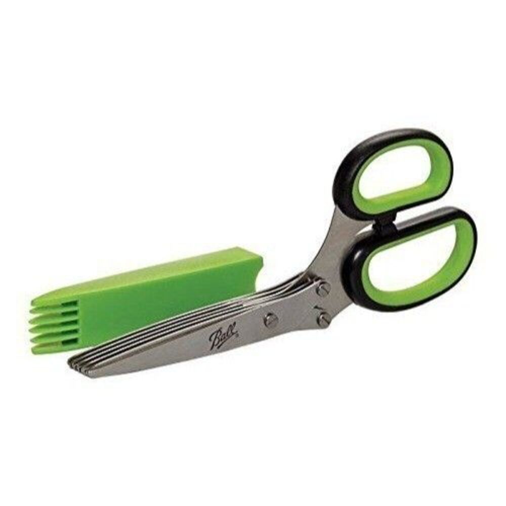 BALL 5-Blade Kitchen Herb Scissors Shears Stainless Steel Green Blade Cover Gift